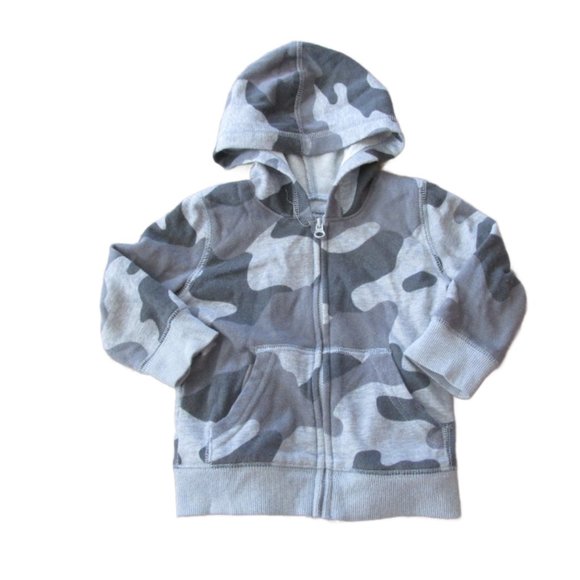 Jumping Beans Hooded Zip Front Jacket Boys Size 12M Gray Long Sleeve Coat Hoodie - Picture 1 of 4